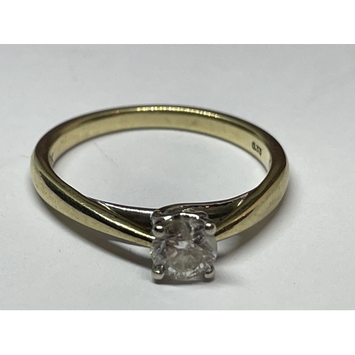 645 - A MARKED 9 CARAT SOLITAIRE DIAMOND RING SIZE L IN A PRESENTATION BOX