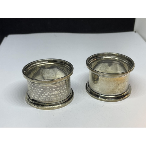 668 - TWO HALLMARKED (INDISTINCT) SILVER NAPKIN RINGS GROSS WEIGHT 20.2 GRAMS