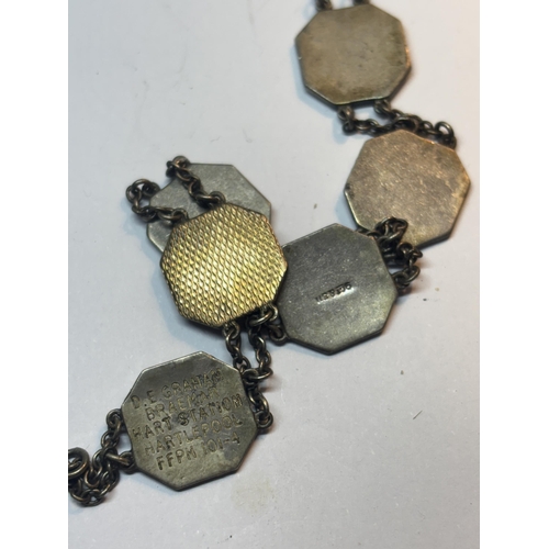 671 - FOUR MARKED SILVER ITEMS TO INCLUDE A NECKLACE WITH PAUA SHELL LOCKET, A BOX LINK NECKLACE, CROSS PE... 