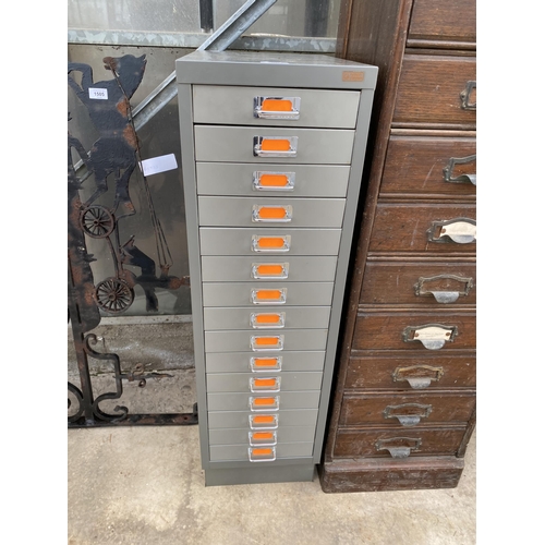 1504 - A MINIATURE 15 DRAWER METAL FILING CABINET