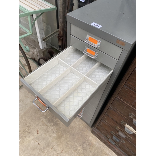 1504 - A MINIATURE 15 DRAWER METAL FILING CABINET