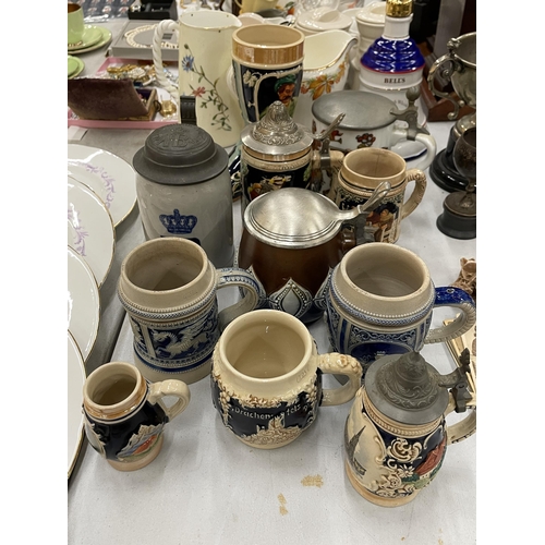 187 - A COLLECTION OF VINTAGE AND MODERN STEINS