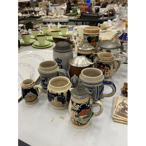 187 - A COLLECTION OF VINTAGE AND MODERN STEINS