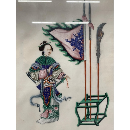 361 - A 19TH CENTURY FRAMED AND GLAZED GOUACHE ON RICE PAPER OF A CHINESE EMPRESS