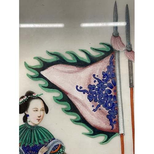 361 - A 19TH CENTURY FRAMED AND GLAZED GOUACHE ON RICE PAPER OF A CHINESE EMPRESS