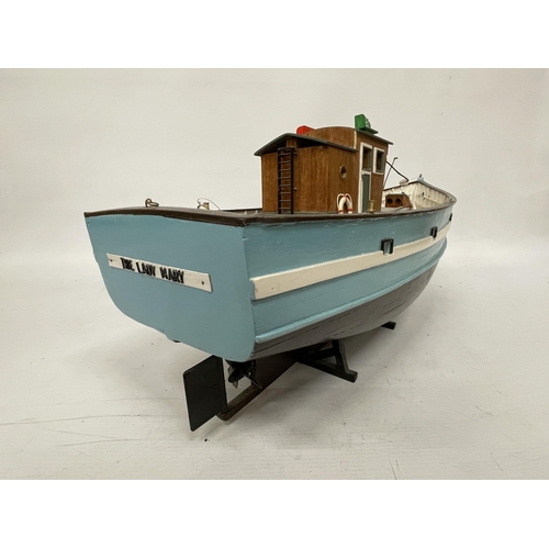 40 - A SCRATCH BUILT TRAWLER 'AC 63 63' N A STAND, LENGTH 60CM, HEIGHT 23CM