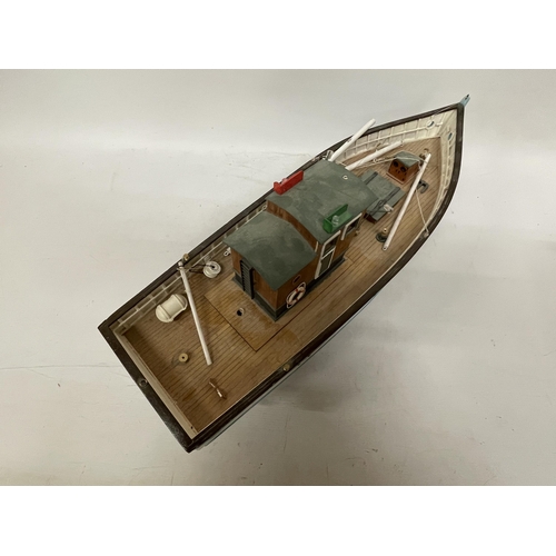 40 - A SCRATCH BUILT TRAWLER 'AC 63 63' N A STAND, LENGTH 60CM, HEIGHT 23CM