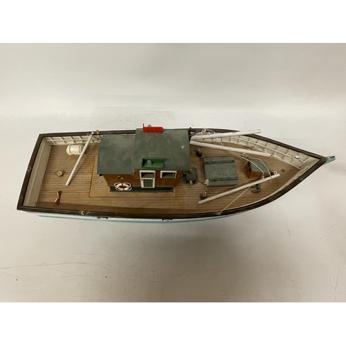 40 - A SCRATCH BUILT TRAWLER 'AC 63 63' N A STAND, LENGTH 60CM, HEIGHT 23CM