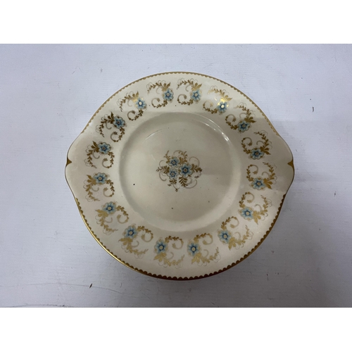 44 - A ROYAL CROWN DERBY 'BLUE PIMPERNEL' TEASET TO INCLUDE A CAKE PLATE, CREAM JUG, SUGAR BOWL, CUPS, SA... 