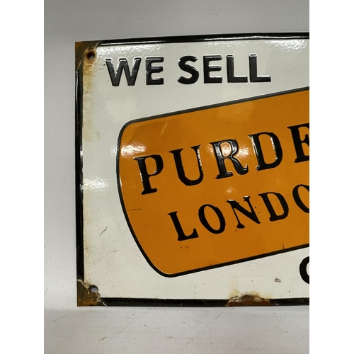 49 - AN ENAMEL SIGN, 'PURDEY LONDON CARTRIDGES', 37CM X 21CM