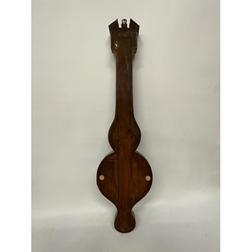 62 - AN EARLY 20TH CENTURY INLAID BAROMETER WITH THERMOMETER, HEIGHT 96CM