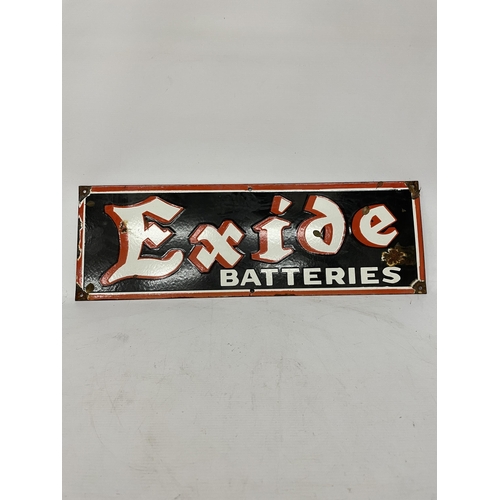 70 - AN ENAMEL 'EXIDE BATTERIES' SIGN, 61CM X 20CM