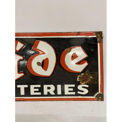 70 - AN ENAMEL 'EXIDE BATTERIES' SIGN, 61CM X 20CM