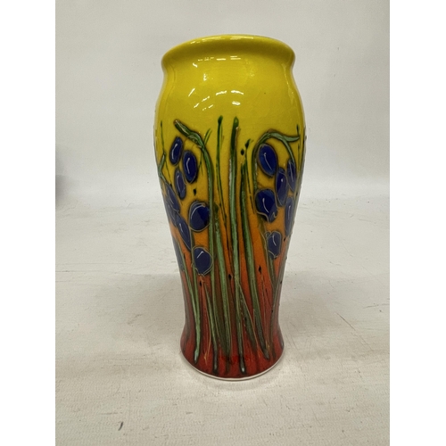 707 - AN ANITA HARRIS BLUEBELL'S VASE SIGNED IN GOLD - 18 CM