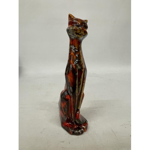 708 - AN ANITA HARRIS DECO CAT SIGNED IN GOLD - 25.5 CM