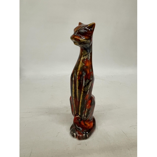 708 - AN ANITA HARRIS DECO CAT SIGNED IN GOLD - 25.5 CM