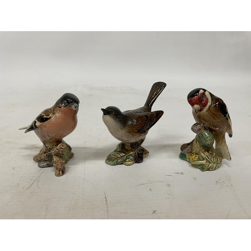 744 - ELEVEN BESWICK BIRDS TO INCLUDE A GOLDFINCH, WHITETHROAT, GREY WAGTAIL, BULLFINCH, ETC.,