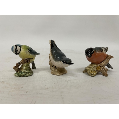 744 - ELEVEN BESWICK BIRDS TO INCLUDE A GOLDFINCH, WHITETHROAT, GREY WAGTAIL, BULLFINCH, ETC.,