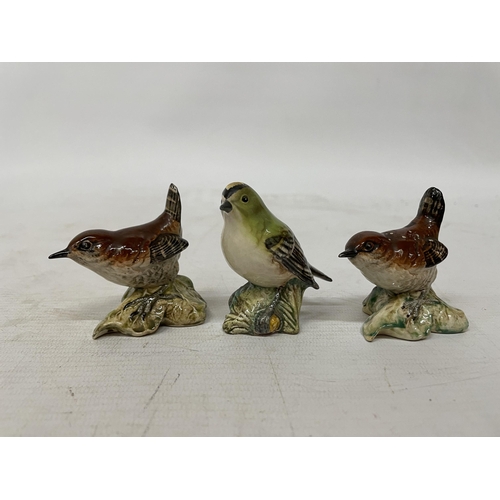 744 - ELEVEN BESWICK BIRDS TO INCLUDE A GOLDFINCH, WHITETHROAT, GREY WAGTAIL, BULLFINCH, ETC.,