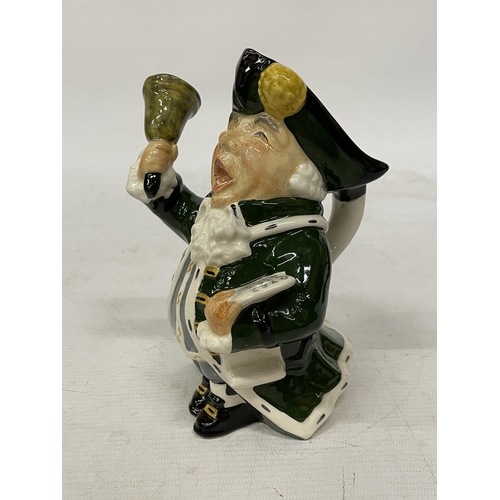 750 - A TONY WOOD CHARACTER JUG OF A PIPER TOGETHER WITH A ROY KIRKHAM TOWN CRIER CHARACTER JUG