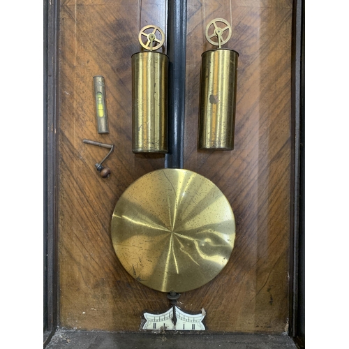 10A - A LATE 19TH CENTURY WALNUT CASED VIENNA WALL CLOCK, WITH TWIN WEIGHTS AND PENDULUM, 20CM DIAL, HEIGH... 