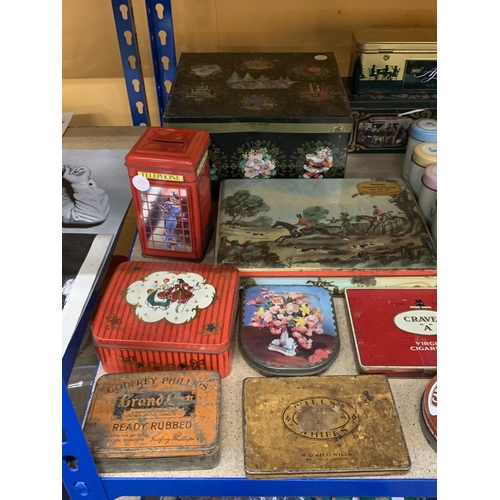 402 - A LARGE COLLECTION OF VINTAGE TINS AND CONTAINERS