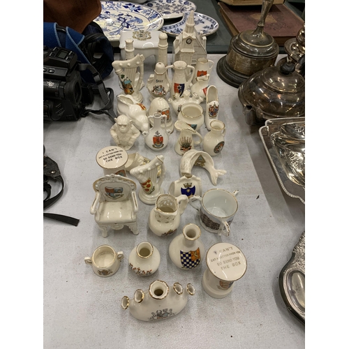 443 - A LARGE COLLECTION OF MINIATURE ORNAMENTS INCLUDING JUGS, BUD VASES ETC.