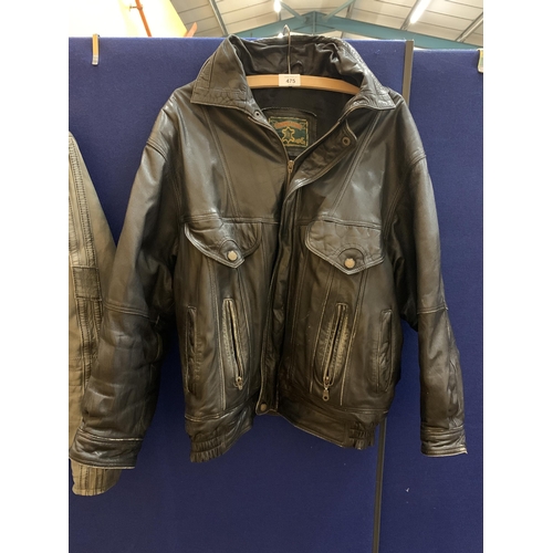 475 - TWO VINTAGE LEATHER JACKETS, SIZE 38 AND MEDIUM