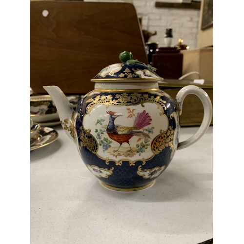 803 - A VINTAGE BOOTHS, 'EXOTIC BIRDS' TEASET TO INCLUDE A SMALL TEAPOT WITH ROSE FINIAL, CAKE PLATE, SUGA... 