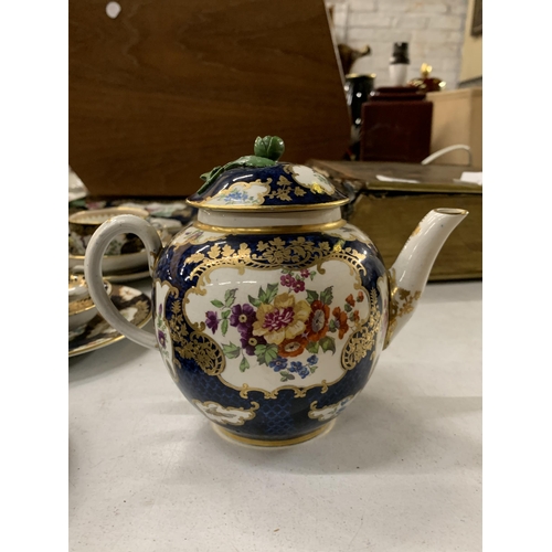 803 - A VINTAGE BOOTHS, 'EXOTIC BIRDS' TEASET TO INCLUDE A SMALL TEAPOT WITH ROSE FINIAL, CAKE PLATE, SUGA... 