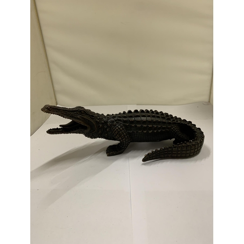 821 - A BRONZE CROCODILE, LENGTH 23CM