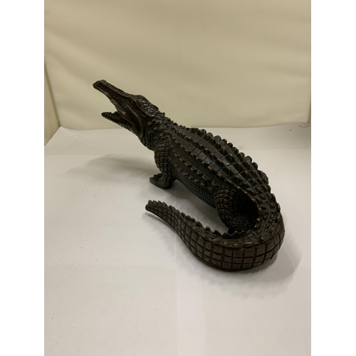 821 - A BRONZE CROCODILE, LENGTH 23CM