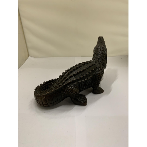 821 - A BRONZE CROCODILE, LENGTH 23CM