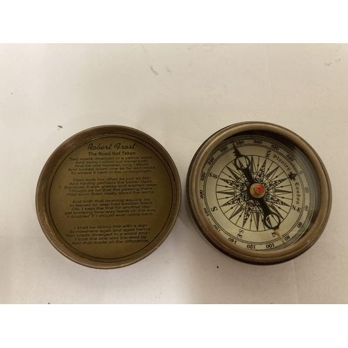 830 - A STANLEY, LONDON BRASS COMPASS