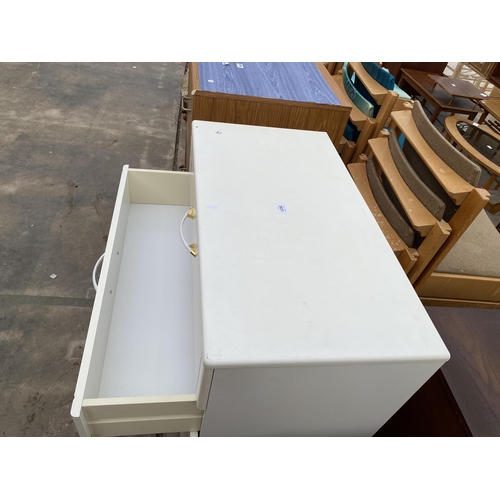 3031 - A WHITE CHEST OF FIVE DRAWERS