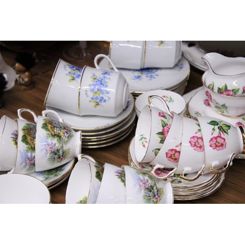 1015 - A QUANTITY OF CUP, SAUCERS AND PLATES TO INCLUDE ROYAL VALE COTTAGE SCENE TEASET, REGENT CHINA FLORA... 