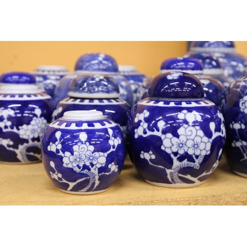 332A - A LARGE QUANTITY (15 IN TOTAL) OF CHINESE BLUE AND WHITE PRUNUS BLOSSOM GINGER JARS WITH DOUBLE RING... 