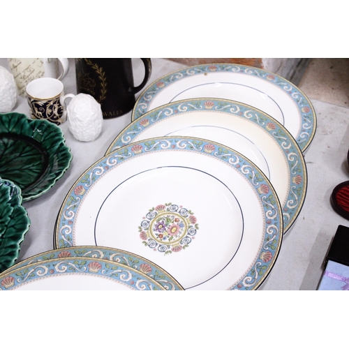 837 - A QUANTITY OF WEDGWOOD CERAMICS TO INCLUDE LEAF PLATES, 'RUNNYMEDE' DINNER PLATES, 'HATHAWAY ROSE' C... 