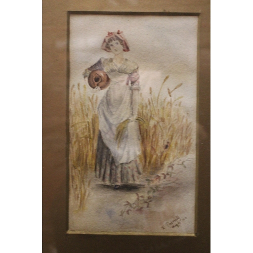 844 - A FRAMED MID 19TH CENTURY WATERCOLOUR, AFTER A AUSTEN 'COBBLERS WORKSHOP' PLUS A FRAMED WATERCOLOOUR... 