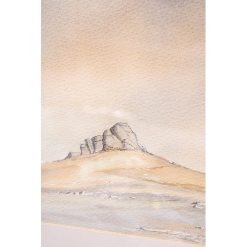 859 - A WATERCOLOUR ON TEXTURED PAPER OF A LANDSCAPE, SIGNED CHRISTINE DODD