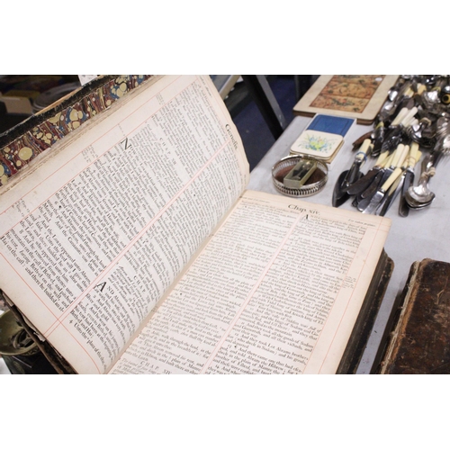 870 - TWO LARGE ANTIQUARIAN BIBLES