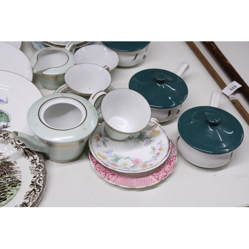 887 - A QUANTITY OF VINTAGE PLATES, CUPS AND SAUCERS