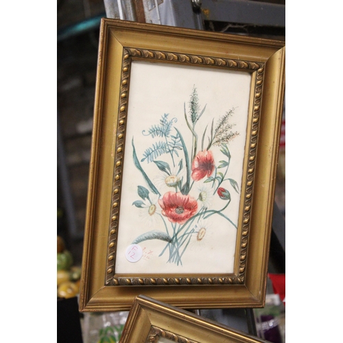 894 - TWO SIGNED FLORAL WATERCOLOURS, ONE FROM 1913, THE OTHER 1914