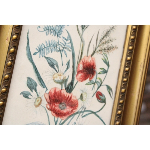 894 - TWO SIGNED FLORAL WATERCOLOURS, ONE FROM 1913, THE OTHER 1914