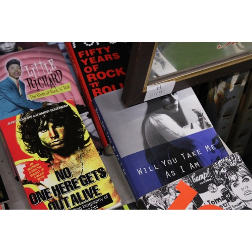 911 - A COLLECTION OF MUSIC BOOKS TO INCLUDE THE STONE ROSES, PHIL SPECTOR, ETC