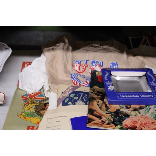 915 - A SUBSTANTIAL QUANTITY OF COMMEMORATIVE WARE TO INCLUDE BOOKS, MAGAZINES, SERVIETTES, T-SHIRTS, ETC.... 