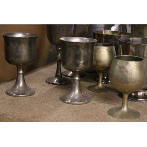 927 - A COLLECTION OF EPNS GOBLETS AND TANKARDS