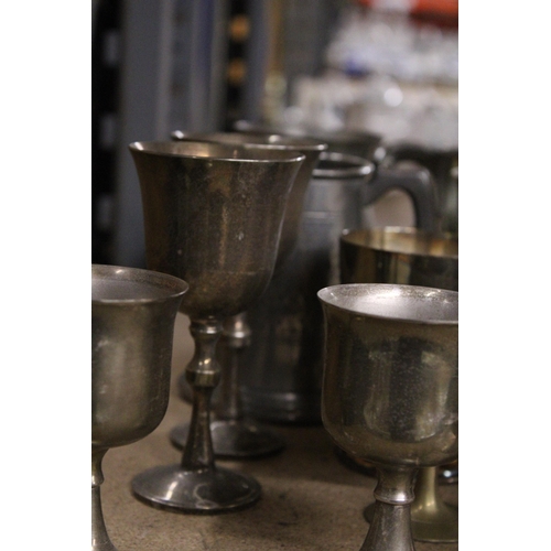 927 - A COLLECTION OF EPNS GOBLETS AND TANKARDS