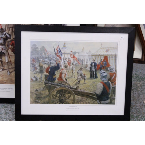 938 - TWO FRAMED PRINTS - THE BATTLE OF ST. ALBANSD' AND LOYAL SUBJECTS