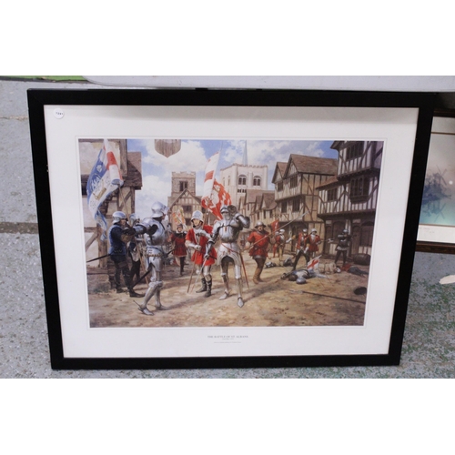 938 - TWO FRAMED PRINTS - THE BATTLE OF ST. ALBANSD' AND LOYAL SUBJECTS